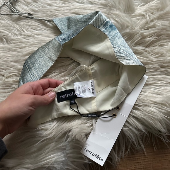 RETROFETE Duncan Silk Top In Romano Denim - Picture 7 of 8